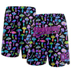 Custom Black Purple-Pink 3D Pattern Magic Mushrooms Psychedelic Hallucination Authentic Basketball Shorts photo 1