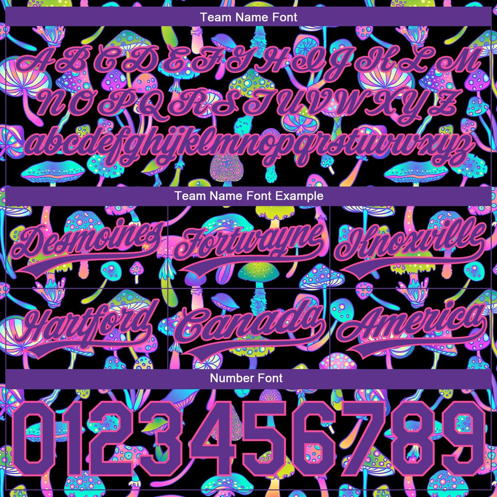 Custom Black Purple-Pink 3D Pattern Magic Mushrooms Psychedelic Hallucination Authentic Basketball Shorts photo 3