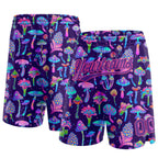 Custom Black Purple-Pink 3D Pattern Colorful Flowers And Mushrooms Psychedelic Hallucination Authentic Basketball Shorts photo 1