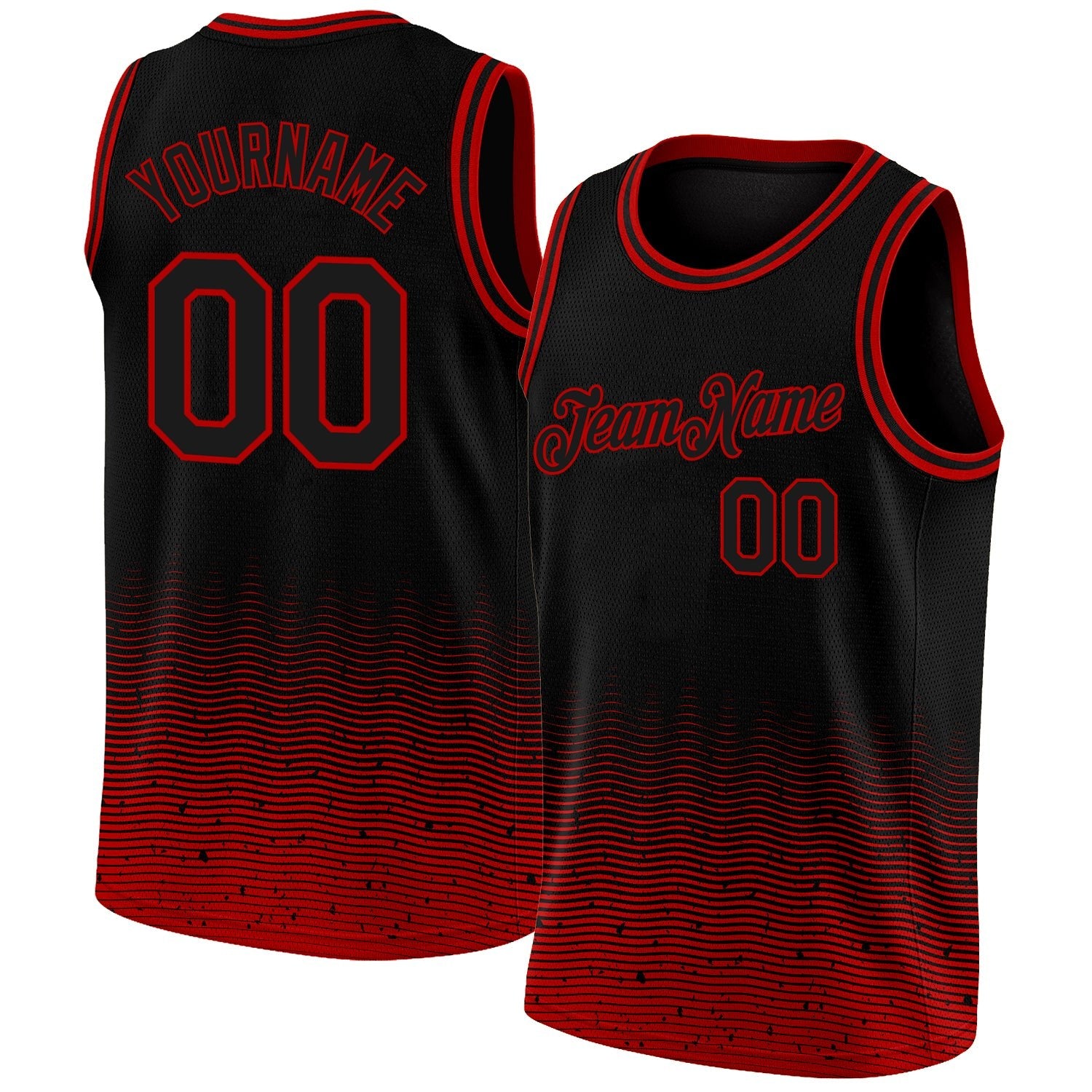 Custom Black Red Fade Fashion Authentic City Edition Basketball Jersey photo 1