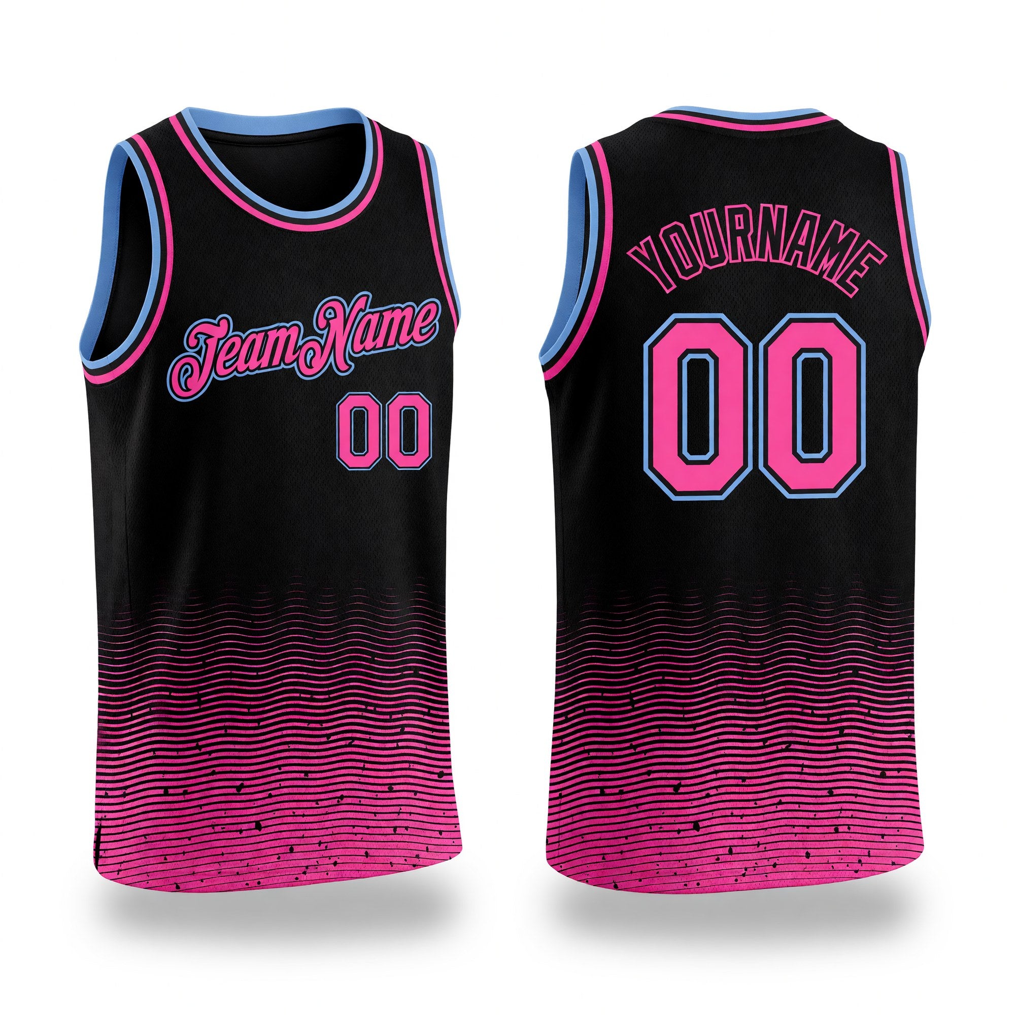 Custom Black Pink-Light Blue Fade Fashion Authentic City Edition Basketball Jersey