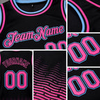 Custom Black Pink-Light Blue Fade Fashion Authentic City Edition Basketball Jersey detail