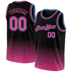 Custom Black Pink-Light Blue Fade Fashion Authentic City Edition Basketball Jersey photo 1