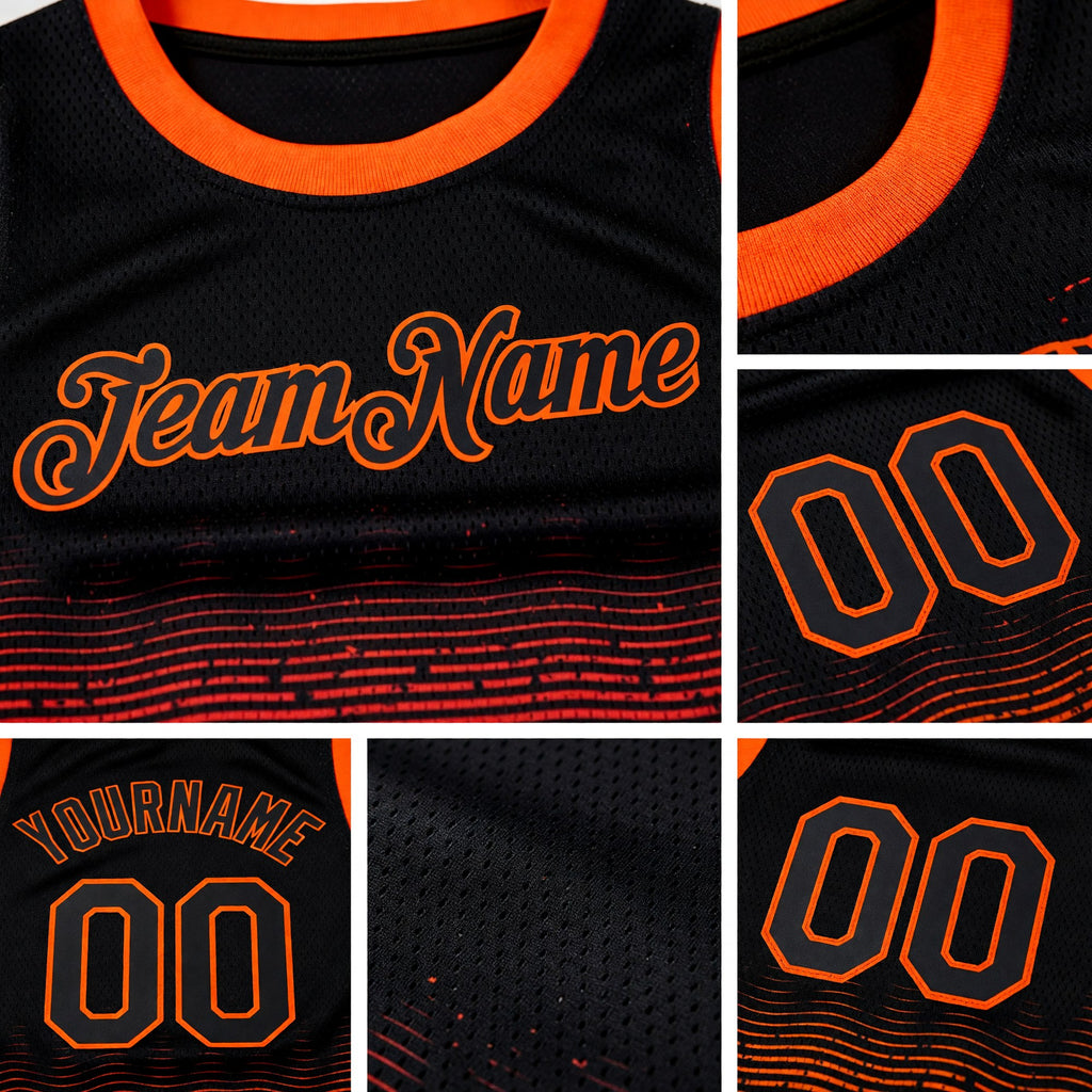 Custom Black Orange Fade Fashion Authentic City Edition Basketball Jersey detail