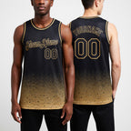Custom Black Old Gold Fade Fashion Authentic City Edition Basketball Jersey worn front and back