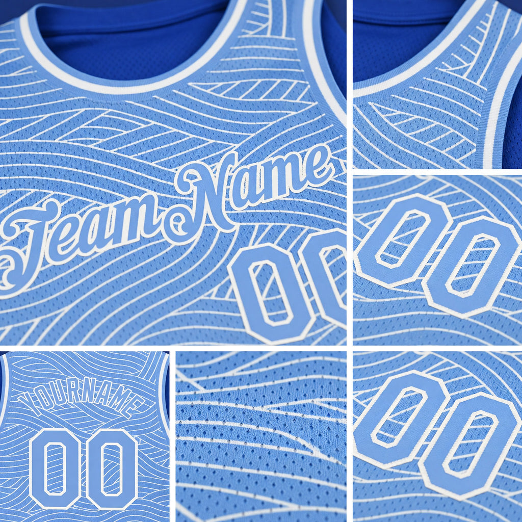 Custom Light Blue White Authentic City Edition Basketball Jersey detail