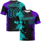 Custom Aqua Black-Purple Ink Splash Duotono Style Performance T-Shirt