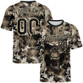 Custom Black-City Cream Skull Gothic Distressed Grunge Splatter Performance T-Shirt