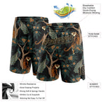 Custom Black Old Gold 3D Pattern 3D Pattern Design Tiger And Peacock Authentic Basketball Shorts photo 2