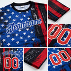 Custom Black Red-Royal 3D American Flag Fashion Performance T-Shirt detail