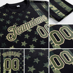 Custom Camo Olive-Cream 3D American Flag Fashion Performance Salute To Service T-Shirt detail