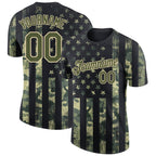 Custom Camo Olive-Cream 3D American Flag Fashion Performance Salute To Service T-Shirt photo 1
