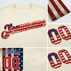 Custom Cream Vintage USA Flag-Red 3D American Flag Fashion Performance T-Shirt detail