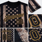 Custom Camo Black-Old Gold 3D American Flag Fashion Performance Salute To Service T-Shirt detail