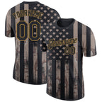 Custom Camo Black-Old Gold 3D American Flag Fashion Performance Salute To Service T-Shirt photo 1