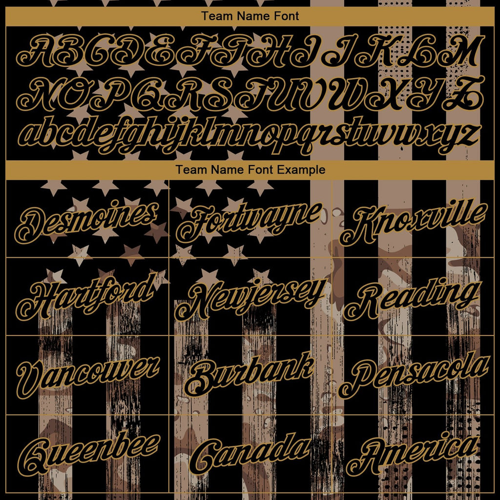 Custom Camo Black-Old Gold 3D American Flag Fashion Performance Salute To Service T-Shirt photo 2
