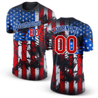 Custom Black Red-White 3D American Flag Fashion Performance T-Shirt