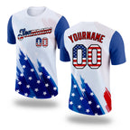 Custom White USA Flag Royal Red-Black 3D American Flag Fashion Performance T-Shirt