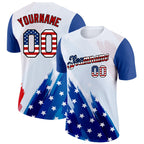Custom White USA Flag Royal Red-Black 3D American Flag Fashion Performance T-Shirt photo 1