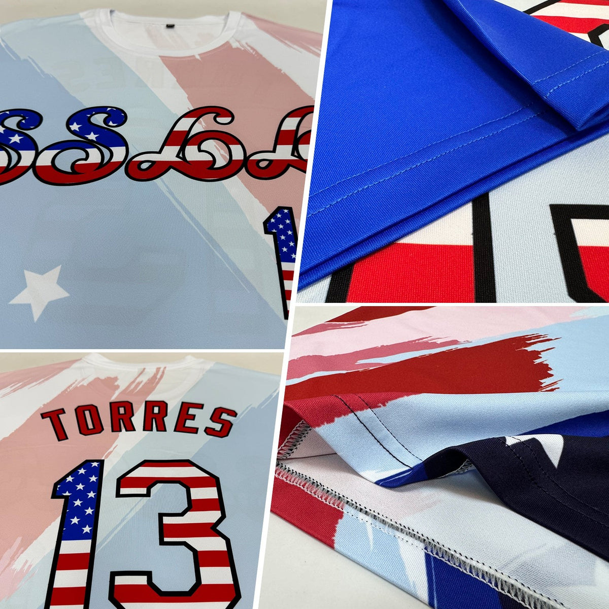 Custom White USA Flag Royal Red-Black 3D American Flag Fashion Performance T-Shirt photo 2