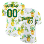 Custom White Kelly Green-Gold 3D Pattern Design Pineapples Performance T-Shirt photo 1