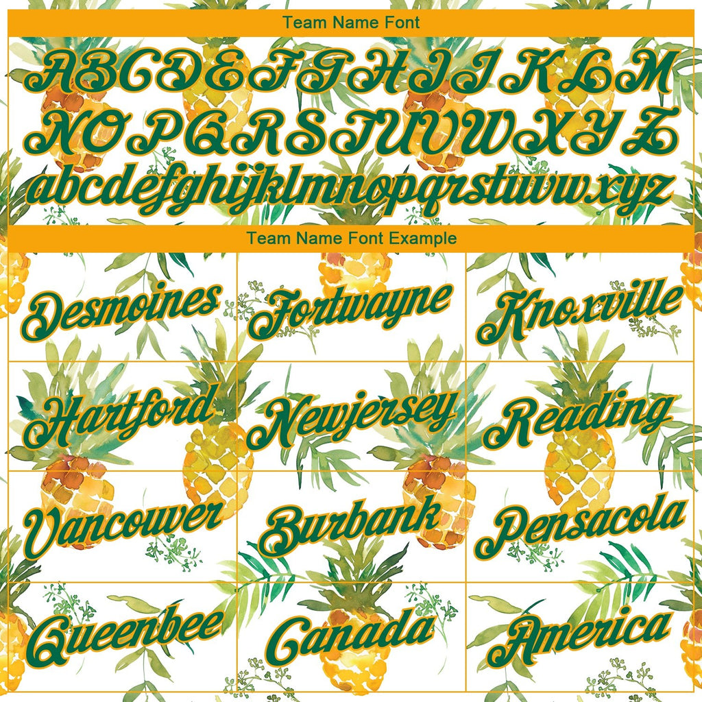 Custom White Kelly Green-Gold 3D Pattern Design Pineapples Performance T-Shirt photo 2