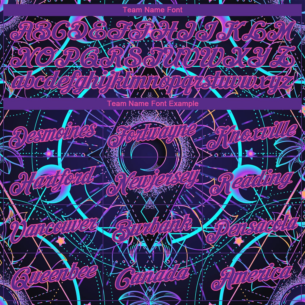 Custom Black Purple-Pink 3D Pattern Design Magic Mushrooms Over Sacred Geometry Psychedelic Hallucination Performance T-Shirt photo 2