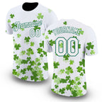 Custom White Kelly Green 3D Pattern Design St. Patrick's Day Performance T-Shirt