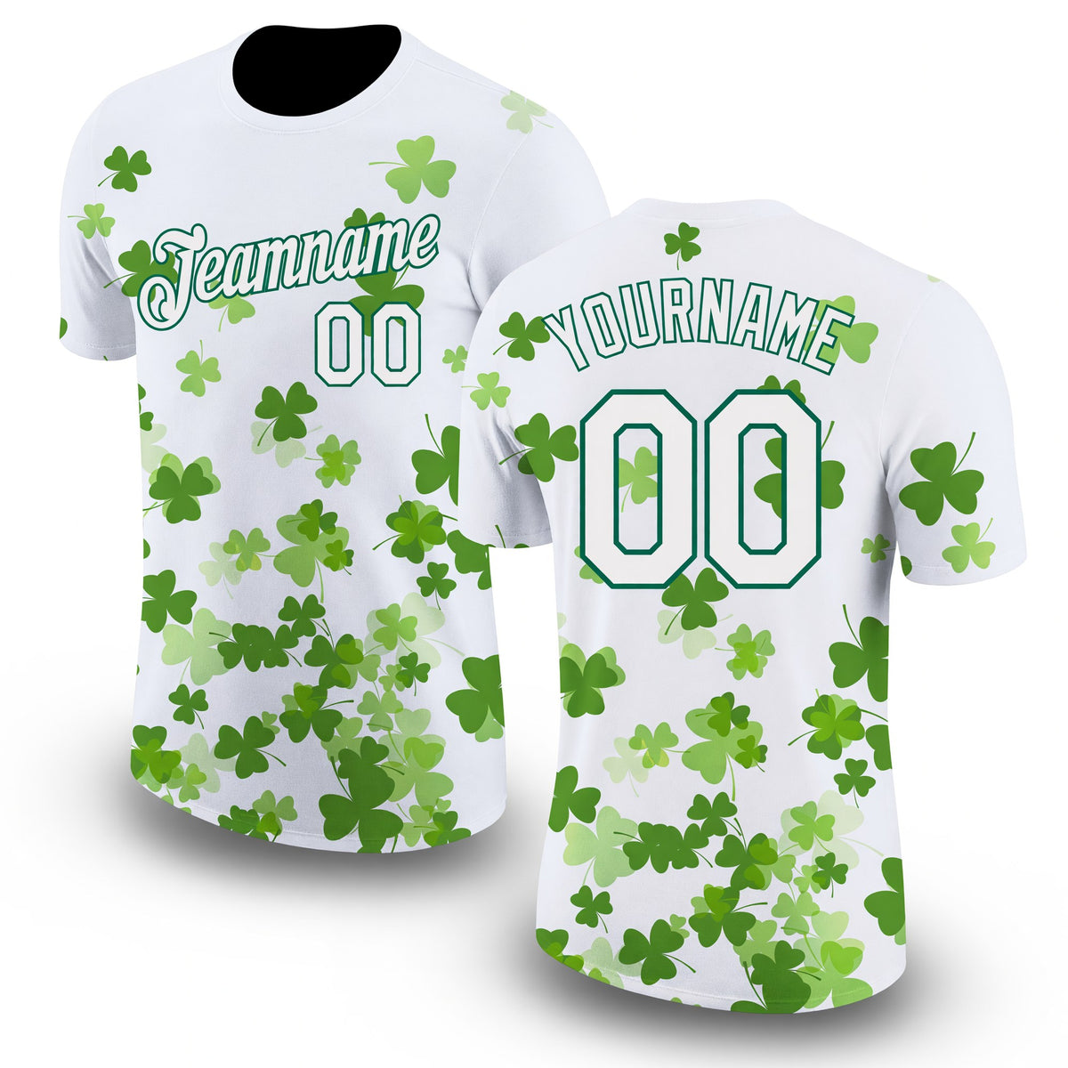 Custom White Kelly Green 3D Pattern Design St. Patrick's Day Performance T-Shirt