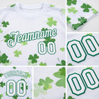 Custom White Kelly Green 3D Pattern Design St. Patrick's Day Performance T-Shirt detail