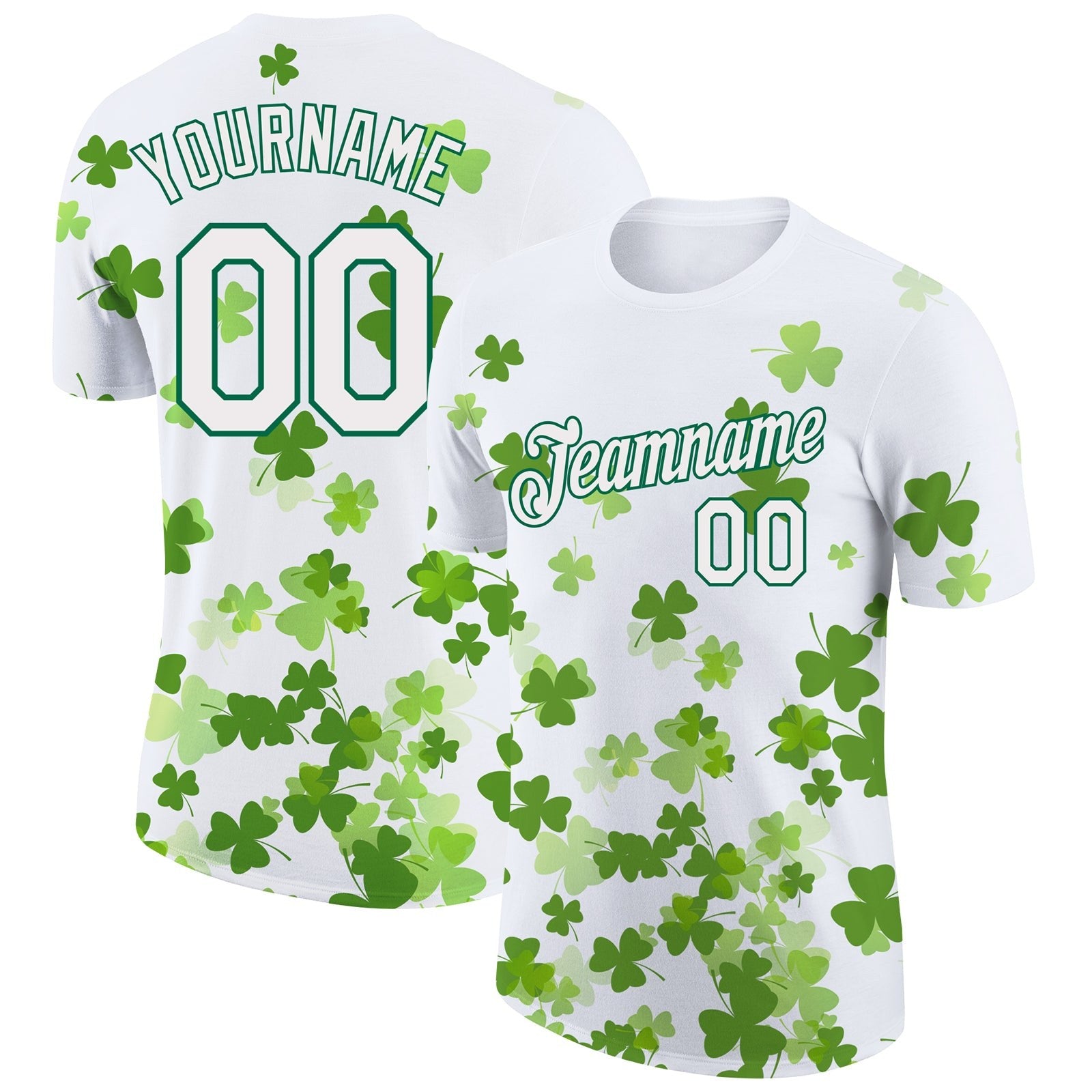 Custom White Kelly Green 3D Pattern Design St. Patrick's Day Performance T-Shirt photo 1