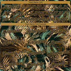 Custom Black Old Gold 3D Pattern Design Golden And Green Tropical Leaves In The Style Of Jungle And Hawaii Performance T-Shirt photo 2