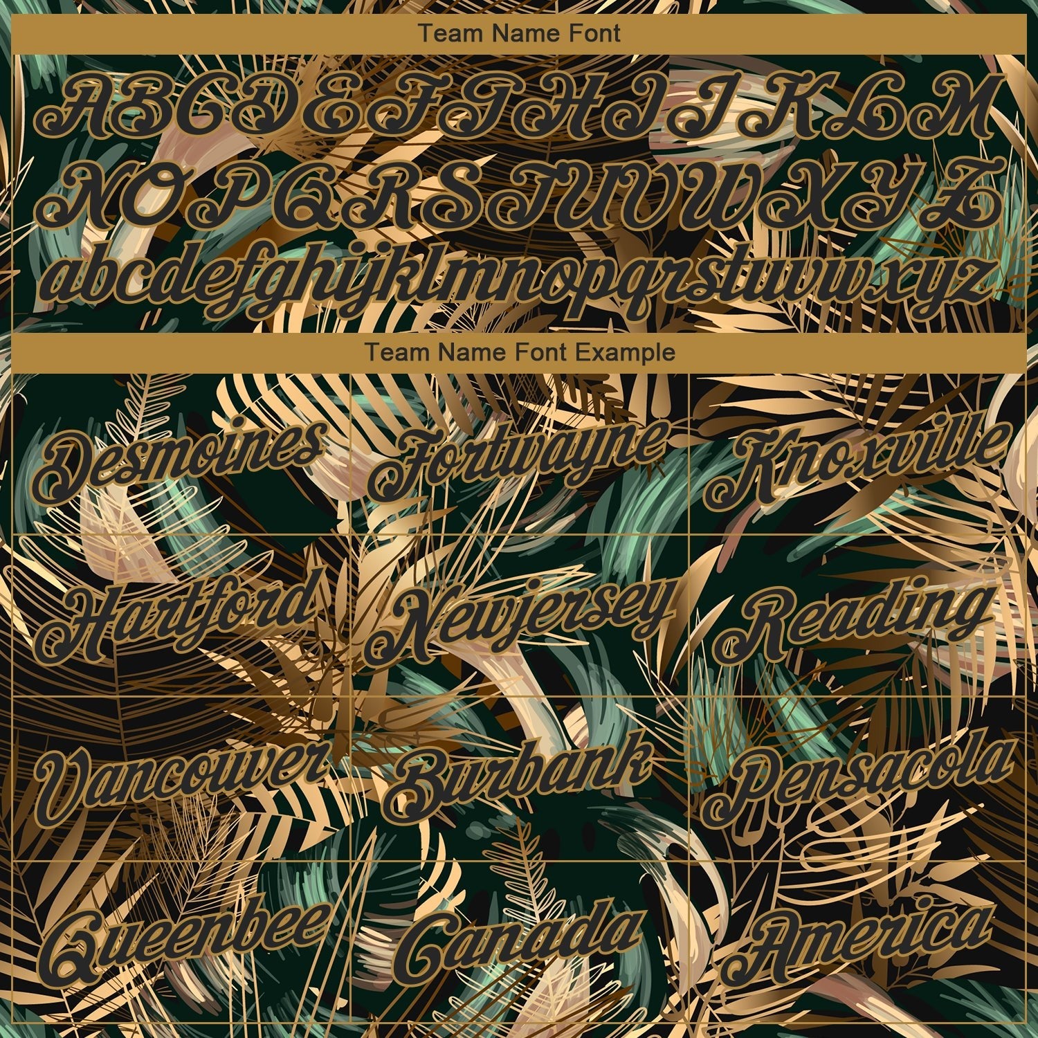 Custom Black Old Gold 3D Pattern Design Golden And Green Tropical Leaves In The Style Of Jungle And Hawaii Performance T-Shirt photo 2