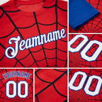 Custom Red White-Royal 3D Pattern Design Spider Performance T-Shirt detail