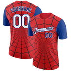 Custom Red White-Royal 3D Pattern Design Spider Performance T-Shirt photo 1