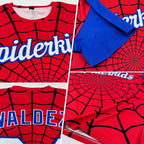 Custom Red White-Royal 3D Pattern Design Spider Performance T-Shirt photo 2