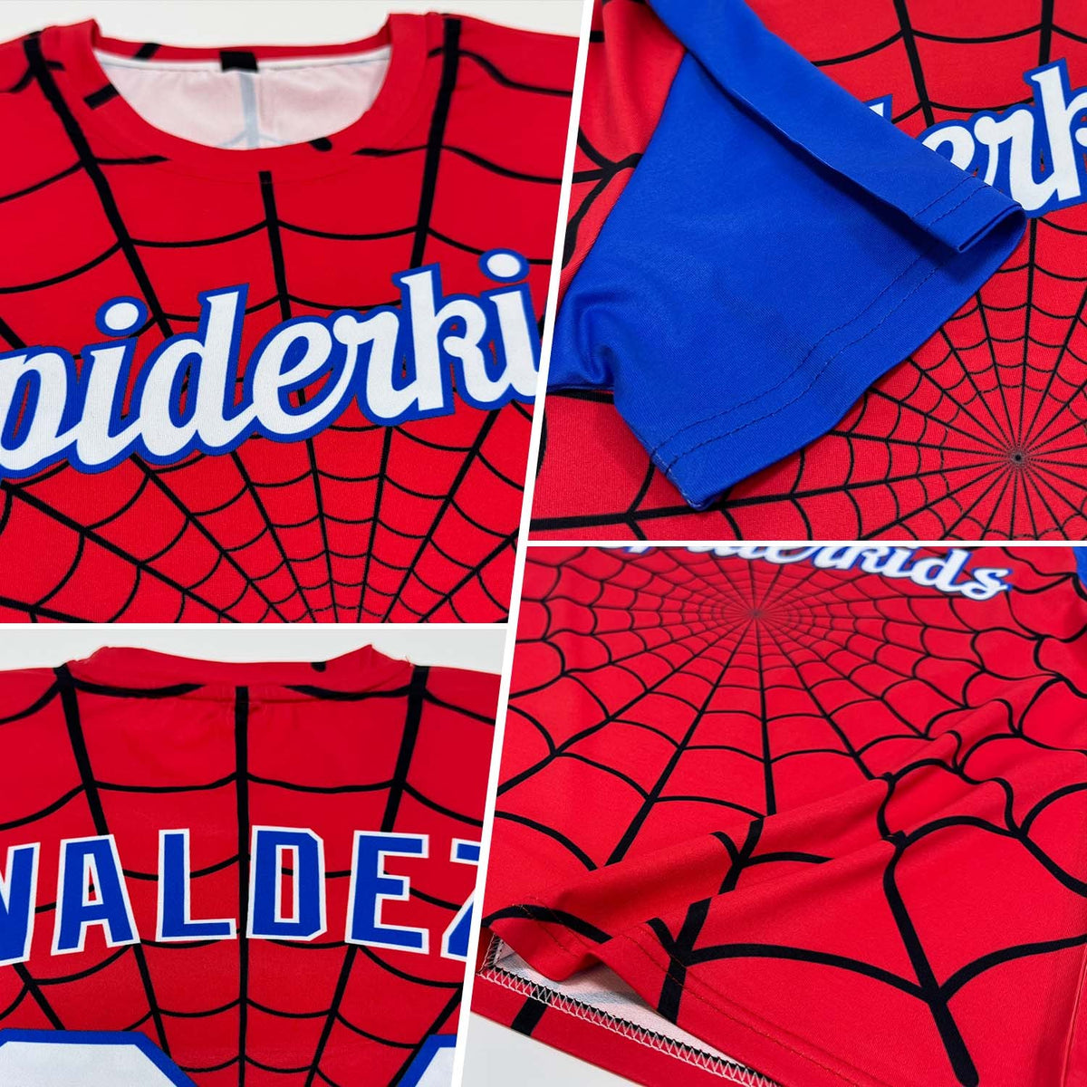 Custom Red White-Royal 3D Pattern Design Spider Performance T-Shirt photo 2