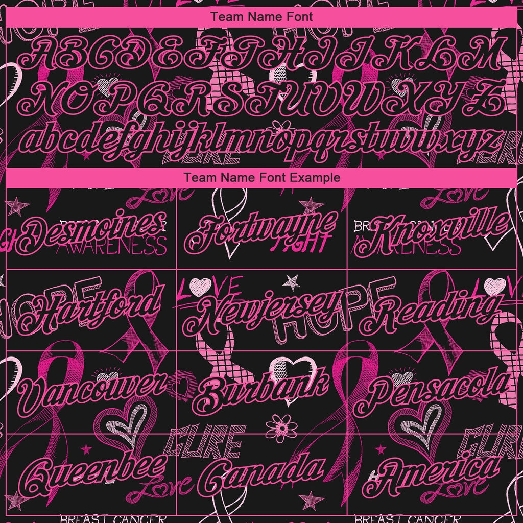 Custom Black Pink 3D Pattern Design Pink Ribbon Breast Cancer Awareness Month Women Health Care Support Performance T-Shirt photo 2
