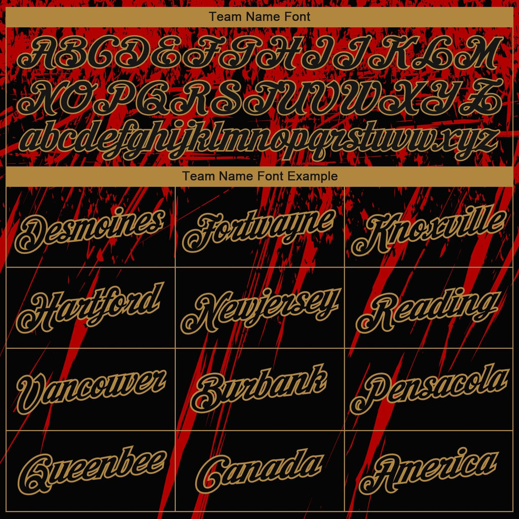 Custom Black Red-Old Gold 3D Pattern Design Performance T-Shirt photo 2