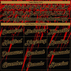 Custom Black Red-Old Gold 3D Pattern Design Performance T-Shirt photo 2