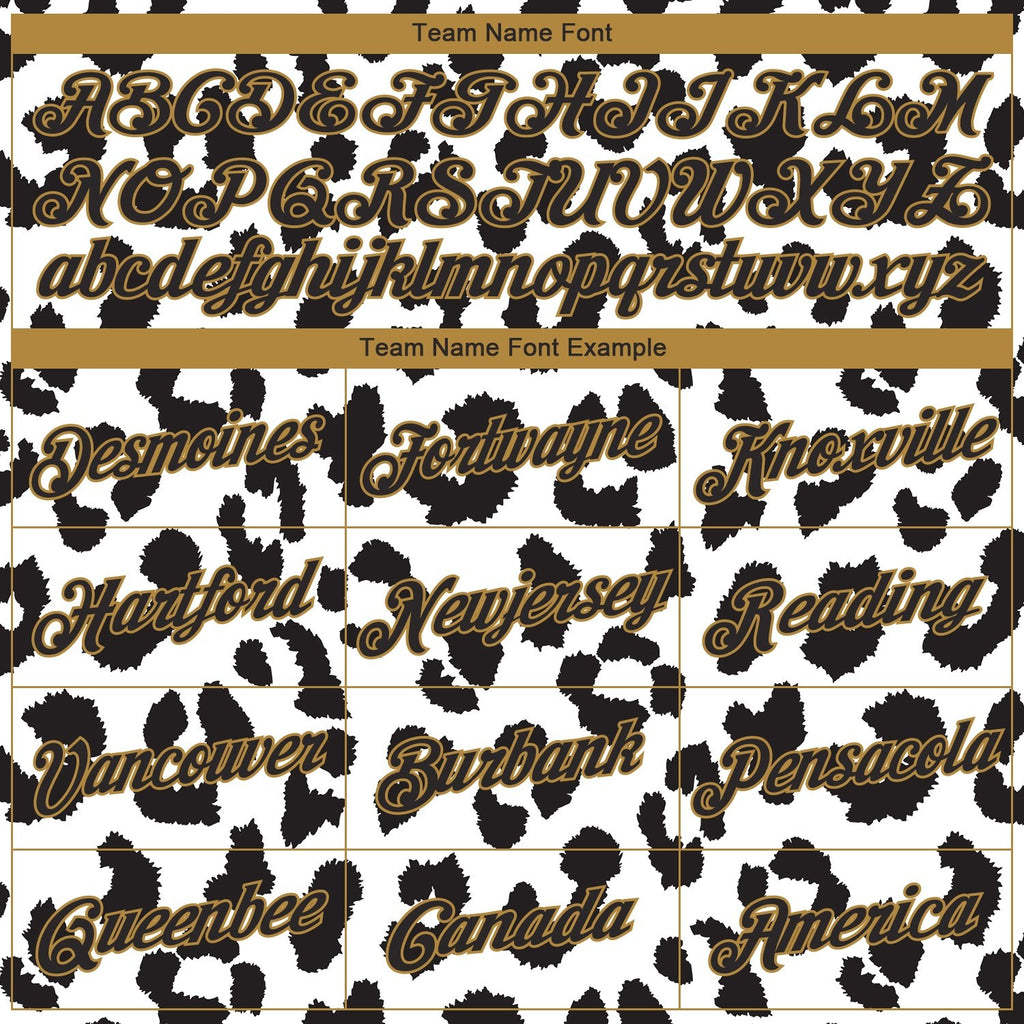 Custom White Black-Old Gold 3D Pattern Design Leopard Performance T-Shirt photo 2