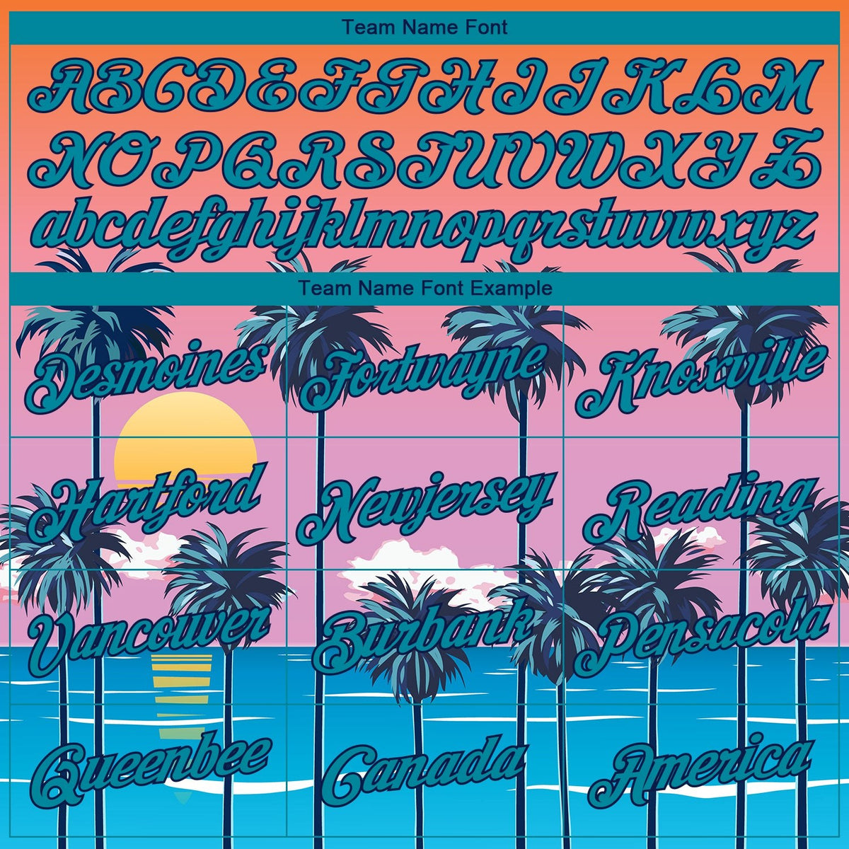 Custom Orange Teal-Navy 3D Pattern Design Sun Beach Hawaii Palm Trees Performance T-Shirt photo 2