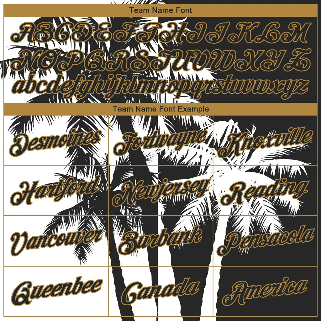 Custom White Black-Old Gold 3D Pattern Design Hawaii Coconut Trees Performance T-Shirt photo 2