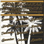 Custom White Black-Old Gold 3D Pattern Design Hawaii Coconut Trees Performance T-Shirt photo 2