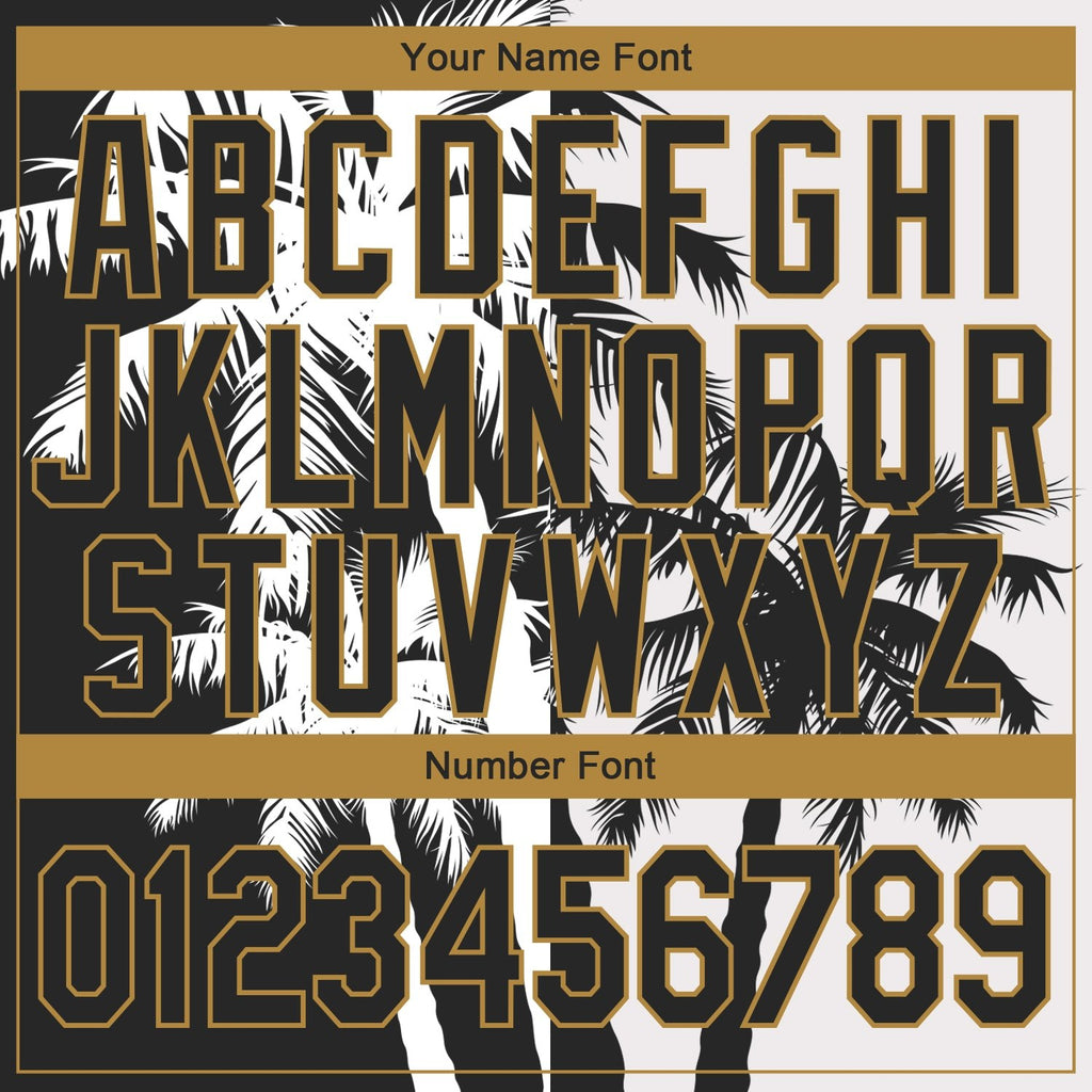 Custom White Black-Old Gold 3D Pattern Design Hawaii Coconut Trees Performance T-Shirt photo 3