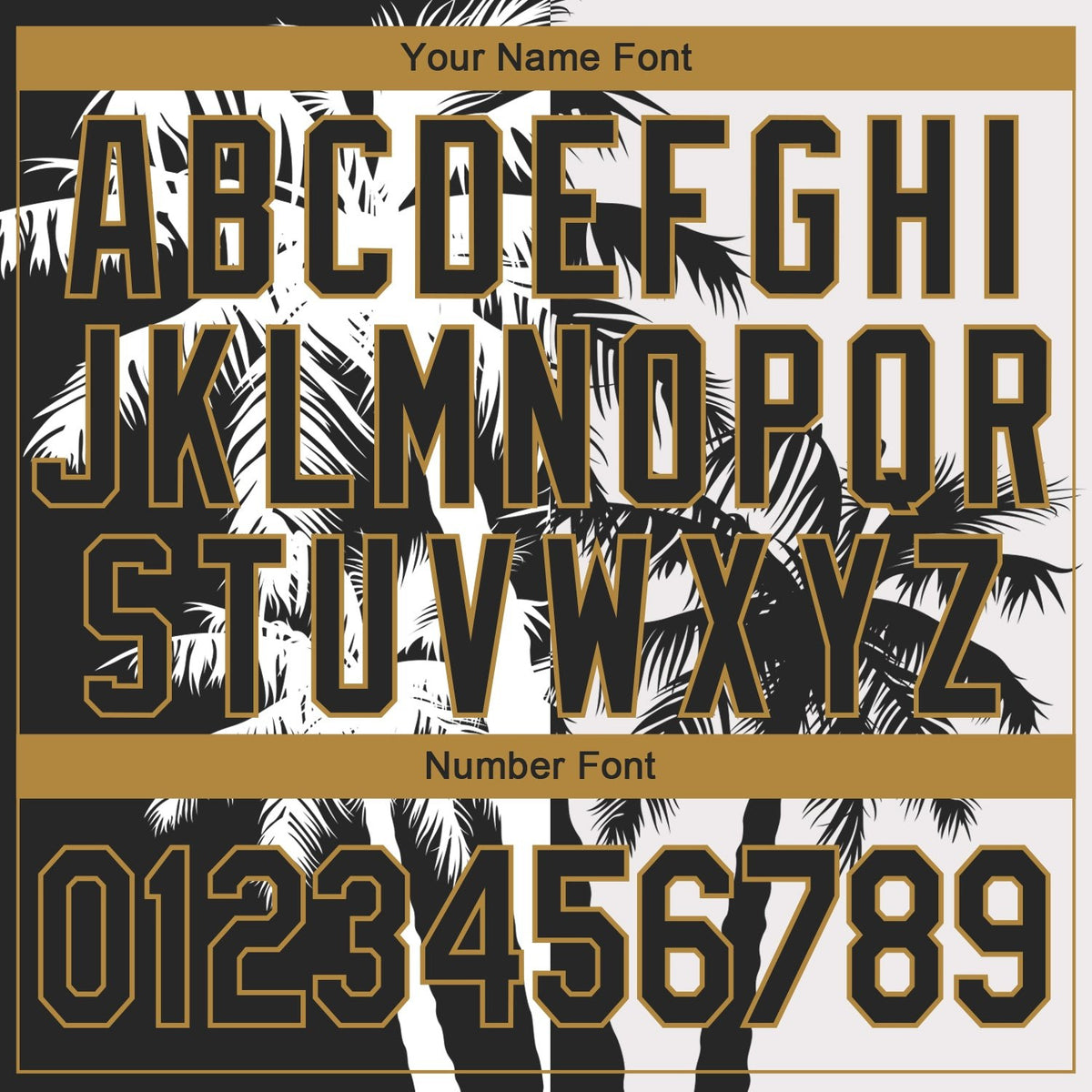 Custom White Black-Old Gold 3D Pattern Design Hawaii Coconut Trees Performance T-Shirt photo 3