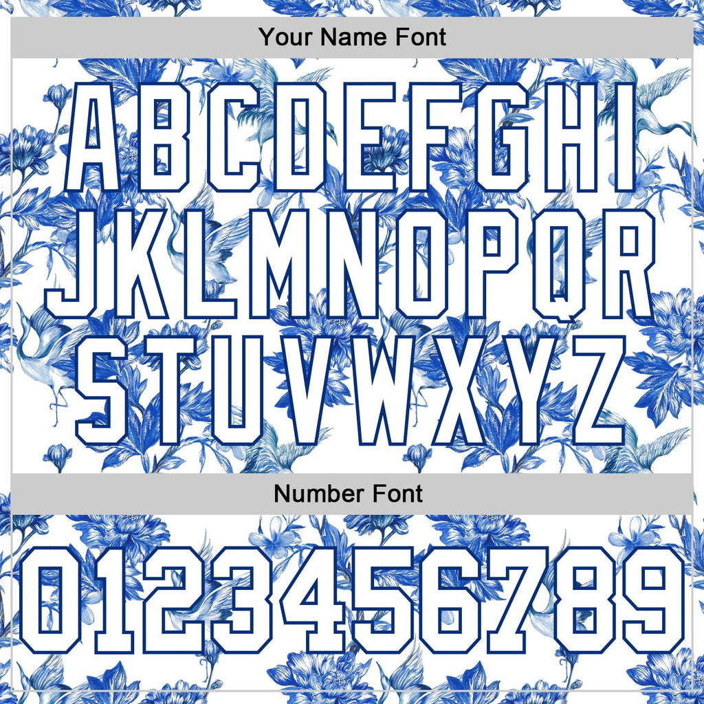 Custom Stitched White Royal 3D Pattern Design Heron And Flower Sports Pullover Sweatshirt Hoodie photo 3