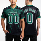 Custom Black Kelly Green-White Authentic Distressed Scratch Brush Stroke Football Jersey worn front and back
