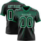 Custom Black Kelly Green-White Authentic Distressed Scratch Brush Stroke Football Jersey