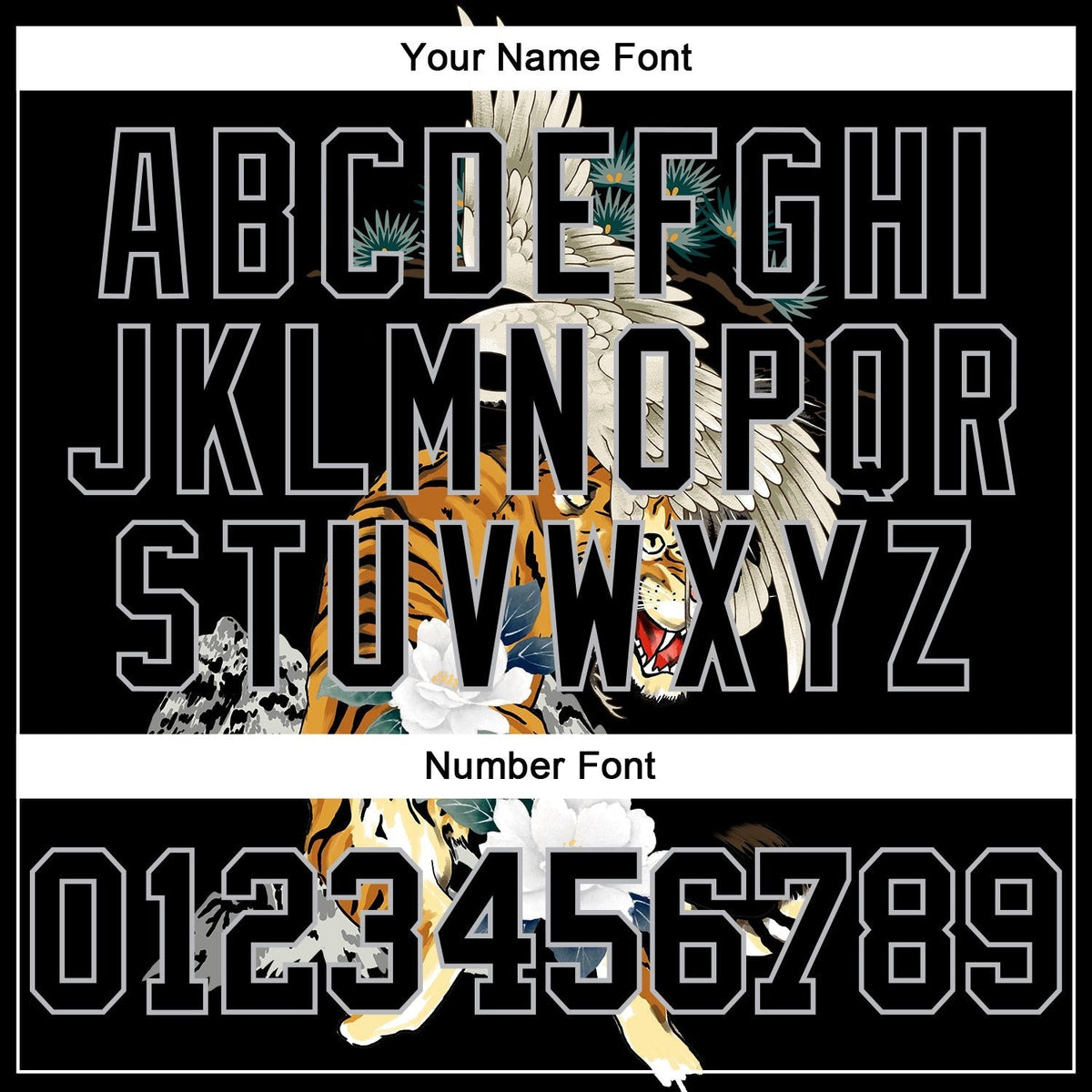 Custom Stitched Black Gray 3D Pattern Design Crane And Tiger Sports Pullover Sweatshirt Hoodie photo 3